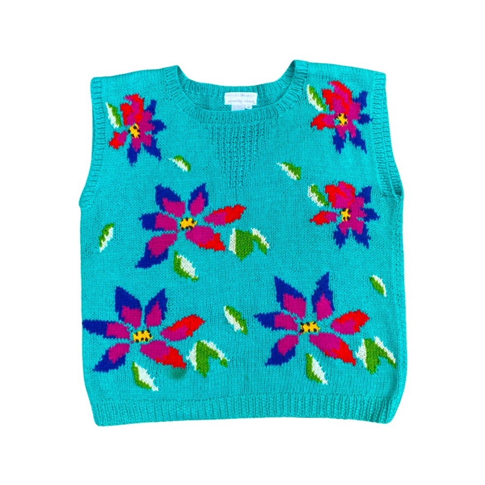 Vintage 80s sleeveless floral sweater